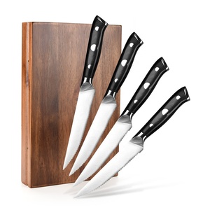 Luxury Custom Acacia wood 4pcs Knife Set Holder Box Gift Packaging Box For Steak Knife