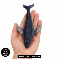 Jouet animal marin baleine en PVC écologique bleu-gris 27,5x18x6,5cm - Décoration de bureau éducative pour enfants 3 ans et plus unisexe