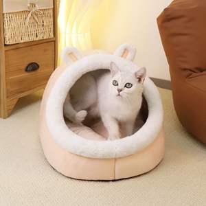 Vente en gros chenil pour petit <span class=keywords><strong>chien</strong></span> chenil d'hiver semi-fermé toutes saisons coussin chaud épais respirant confortable motif solide - Product Image 3