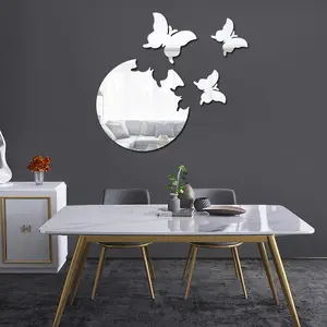 Tự làm Acrylic bướm gương không thấm nước dán tường nhà hàng phòng ngủ ánh sáng nghệ thuật sang trọng trang trí tự dính mềm gương