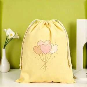 Foldable Lightweight <b>Large</b> Cartoon Simple Portable Canvas Drawstring Pouch Wear Resistant Beach Swimming <b>Towel</b> Sack - Product Image 3