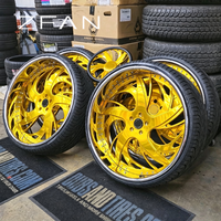 Rines ZFAN de 18-26 Pulgadas, 5x127, Forjados en Aluminio 6061-T6, Cara Dorada, Borde Cromado, 2 y 3 Piezas, Cóncavos Profundos, Personalizados para Chevy Donks BMW