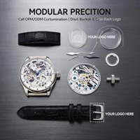 Montre squelette mécanique automatique personnalisée OEM en gros pour hommes, chiffres romains, style professionnel pour usage quotidien