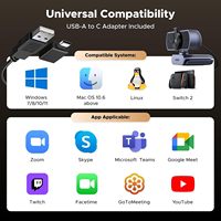 UGREEN 4K Ultra HD PC Web Kamerası Mikrofon Gizlilik Kapağı 70 FOV PDAF Otomatik Odaklama USB-C Adaptör Tak Çalıştır Akış ve Konferanslar için