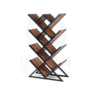 رف كتب خشبي حديث بتصميم متماثل للبيع بالجملة، رفوف كتب عتيقة على شكل شجرة - Product Image 1