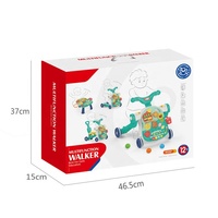 Trotteur 4 en 1 en plastique avec table de jeu Marchettes d'activités musicales d'apprentissage pour bébé