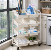 Étagère de rangement pour jouets écologique et imperméable, grande capacité, 4 niveaux avec roulettes, design moderne pour la maison des enfants