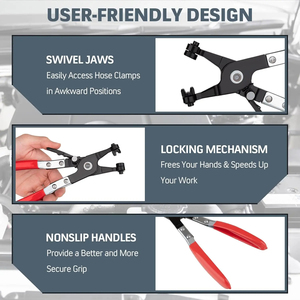 Tang penjepit selang dapat ditekuk, alat reparasi Motor klem bundel selang lurus klem selang otomatis panjang kabel Flex tipe kabel dapat ditekuk - Product Image 5