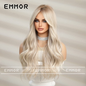 Peluca de Cabello Largo y Rizado con Ondas Grandes para Mujer, Color <span class=keywords><strong>Rubio</strong></span> <span class=keywords><strong>Degradado</strong></span> Blanco, Encaje Completo, 150% de Densidad, Natural, a la Moda, Cobertura Completa - Product Image 6