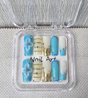 Uñas Postizas Pre-Diseñadas de Cobertura Completa, Calidad de Salón, Cuadradas, PMMA, Diseño de Mariposa, para Dedos