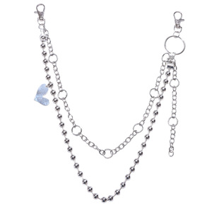 Hip Hop Metal <b>Waist</b> <b>Chain</b> Double Layer Beaded Pendant Denim <b>Chain</b> Decor Casual Fashion Body <b>Chain</b> Tibetan Silver Heart Shape - Product Image 5