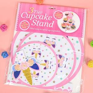 Support à Gâteau en Papier Rose à 3 Niveaux pour Fête d'Anniversaire, Fournitures pour Fête Prénatale, Décoration de Cupcake pour Enfants - Product Image 5