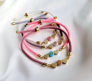 <strong>Personalised</strong> Initial Bracelet Initial Heart Adjustable Bracelet <strong>Friendship</strong> Couple Cord Bracelet <strong>Gifts</strong> for Her - Product Image 6