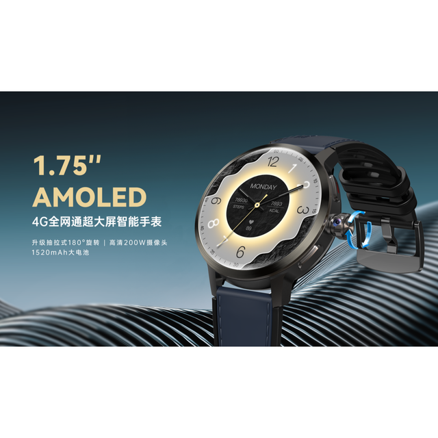 2026 Smart Watch DM82 Android Smart Watch Rotatable Camera Global 4G LTE 1.75in AMOLED GPS Heart Rate Monitor Smartwatch