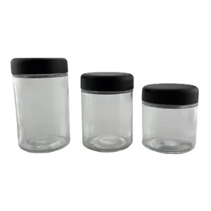 Pot en verre transparent de 2oz, 3oz, 4oz, pot à l'épreuve des enfants, 3.5g, anti-odeur de fleur, couvercle résistant aux enfants