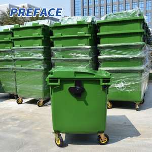 Poubelle de jardin extérieure mobile de première qualité avec couvercle en HDPE, poubelle en plastique avec pédale et roulettes - Product Image 2