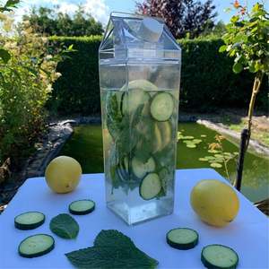 BPA Free <b>Plastic</b> 500ml/1000ml Clear Leak-Proof Dishwasher Safe Minimalist Party Use Square Design <b>Milk</b> Carton Water <b>Bottle</b> - Product Image 2