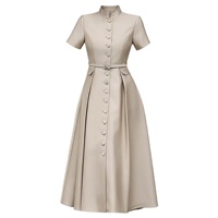 Robe élégante de style business décontracté haut de gamme européenne et américaine pour femme, cintrée à la taille, coupe trapèze, mi-longue, printemps