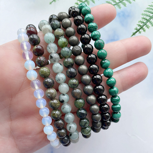 กำไลข้อมือลูกปัดกลมสีรุ้งออบซิเดียนธรรมชาติ6มม. สำหรับทุกเพศสร้อยข้อมือยืดได้สำหรับผู้ชายและผู้หญิง - Product Image 6