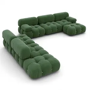 ספה סלון מודרני יוקרה ספה סלון ירוק שני מושבים פינת ישיבה בד קטיפה בד מודולרי ספה סט בד מיקרופייבר