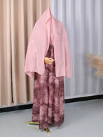 Ensemble Abaya Kimono Turc Modeste pour Femme, en Mousseline Imprimée Tie-Dye Aquarelle, Vente en Gros Dubaï