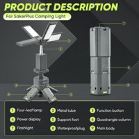 Lanterne de camping solaire multifonctionnelle pliable, rechargeable par USB, étanche, portable, à suspendre, pour les voyages