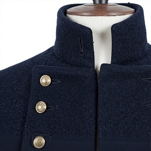 Men's Dark Blue Waterproof Reversible <b>Woolen</b> Overcoat Button Front Trench Jacket OEM Custom Outerwear - Product Image 6