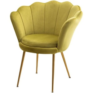 Cadeira de Jantar Nórdica Moderna de Luxo, Sofá, Cadeira de Veludo para Sala de Estar e Casa com Detalhe de Flor, Poltrona de Veludo Floral com Estrutura Metálica - Product Image 2