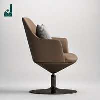 Fauteuil de Visiteur de Luxe en Cuir Rembourré avec Coussin à Carreaux et Base Ronde en Métal – Idéal pour Bureau de Direction, Réception et Hall d'Accueil