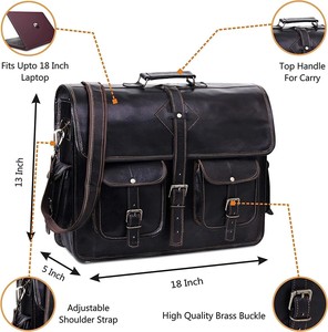 Bolso Mensajero de Cuero Genuino Premium para Hombre y Mujer con Correa de Hombro Ajustable y Compartimentos Espaciosos - Product Image 6