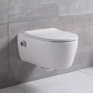 <span class=keywords><strong>2022</strong></span> nuevo diseño europeo Hotel moderno lavado sin montura P-trap blanco <span class=keywords><strong>Wc</strong></span> una pieza cerámica pared colgado inodoro - Product Image 1