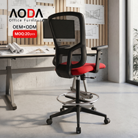 Chaise de bureau ergonomique certifiée AODA BIFMA, fournisseur de chaises de bureau en maille, dossier moyen, siège en tissu, repose-pieds, haute, conforme ISO