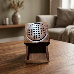 Brûleur d'encens en bois en forme de cercueil avec compartiment de rangement et cendrier, diffuseur d'aromathérapie très demandé, durable, pour encens indien - Product Image 3