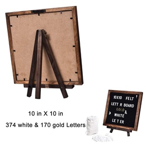 Tablero <span class=keywords><strong>de</strong></span> Letras <span class=keywords><strong>de</strong></span> Fieltro Pintado con Marco <span class=keywords><strong>de</strong></span> Madera Rústica 2024, 10x10 Pulgadas, Negro, Intercambiable - Product Image 2