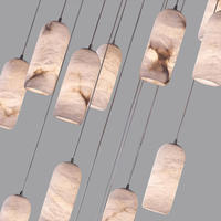 Lustre en albâtre pour escalier en colimaçon et plafond haut, luminaire suspendu cascade design pour hall d'entrée, foyer, villa et hall d'accueil