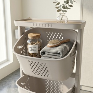 Panier de rangement pour vêtements à 2 niveaux, avec roulettes, pour petits espaces - Product Image 4