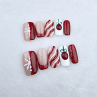 Uñas a presión estilo navideño cuadrado corto reutilizable fábrica al por mayor