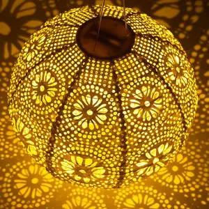 New Design Hollow Out Paper Lanterns Round LED Paper Lantern Waterproof Hanging Ball Lamp for Festival Party Wedding Decoration