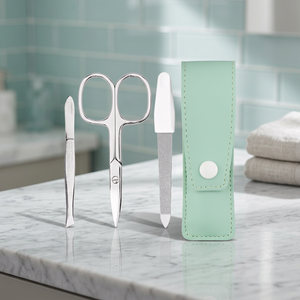 Stainless Steel <b>Nail</b> <b>Kit</b> with Scissors <b>Nail</b> File Clipper Portable Manicure Set in Mint Green Case for Adults - Product Image 4