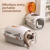 Boîte de transport pour animaux de compagnie, mode chat et chien, en PP respirant, rectangulaire, avec fermeture à bouton, portable, pour voyages en avion et en extérieur