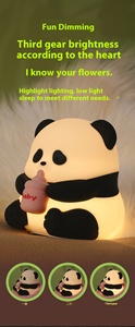 Lámpara Nocturna LED <span class=keywords><strong>de</strong></span> Silicona con Diseño <span class=keywords><strong>de</strong></span> Panda Adorable para Dormitorio, Cojín <span class=keywords><strong>de</strong></span> Flores <span class=keywords><strong>de</strong></span> Silicona ABS con Sensor <span class=keywords><strong>de</strong></span> Control - Product Image 3