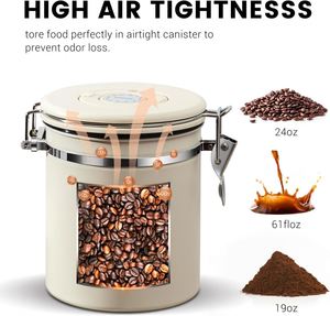 Recipiente de 2L con Marcador de Fecha y Válvula de Liberación de CO2, Cuchara de Acero Inoxidable, Contenedor para Café Molido y Granos, Juego de Recipientes para Té, Azúcar y Café - Product Image 3
