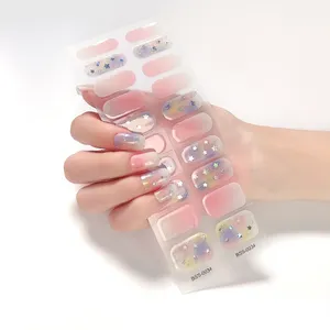 YZR Semi Cured Gel Nail Wraps mit Sun Mini UV-Lampen aufklebern zur Heilung des 3D-UV-Gel-Nagelstreifen-Kits