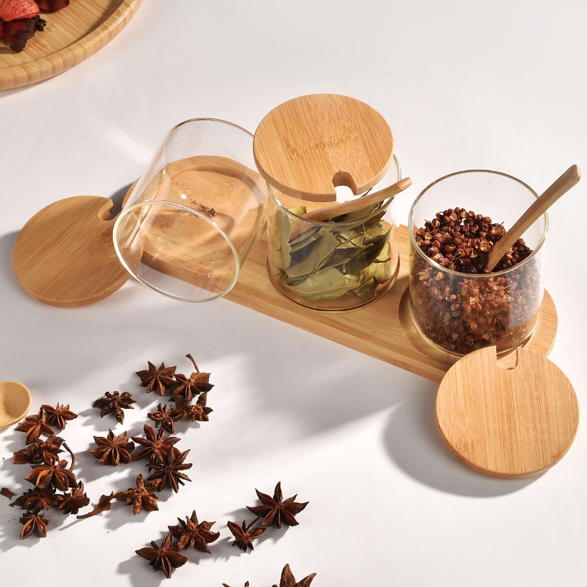 home use Support customiztion 3pcs/set high borosilicate round glass jar
