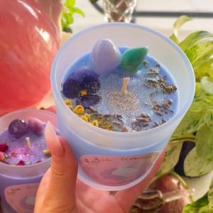 Regalo di ringraziamento fatto a mano profumata di cristallo di soia chakra candela collestione - Product Image 6