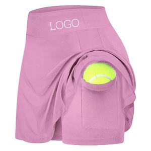 شعار مخصص تصميم تنس Skorts Padel ملابس Pickleball تنورة تنس 2 I n 1 تنورة تنس نسائية مع جيوب وشورت - Product Image 1