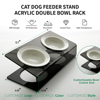 Support de mangeoire surélevé portable en acrylique transparent de luxe pour chat et chien, idéal pour l'intérieur, l'extérieur et les voyages (OEM usine)