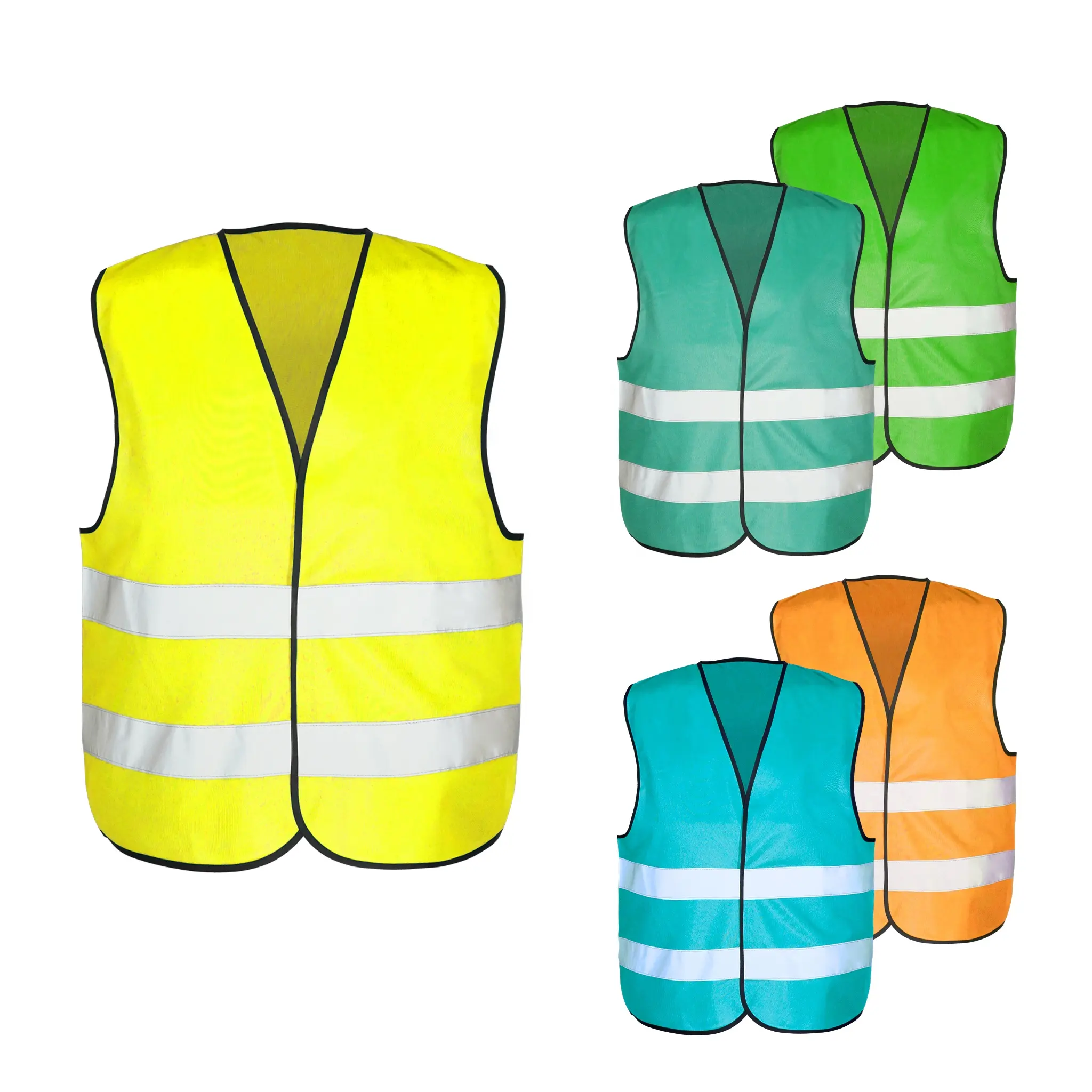 High Visibility Wholesale 100% Polyester Reflective Security Safety Chaleco Reflector Vest Custom