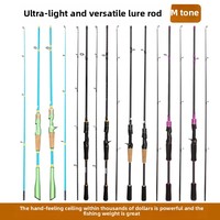 Canne à pêche en fibre de carbone 2 brins, action moyenne rapide MF, poignée en bois, pour la pêche au lancer et au spinning, pour la pêche au bar et à la carpe en lac
