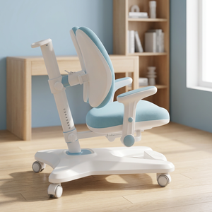 Chaise de bureau ergonomique moderne avec dossier divisé, base en plastique, revêtement orange, design minimaliste, mobilier pour la maison - Product Image 4